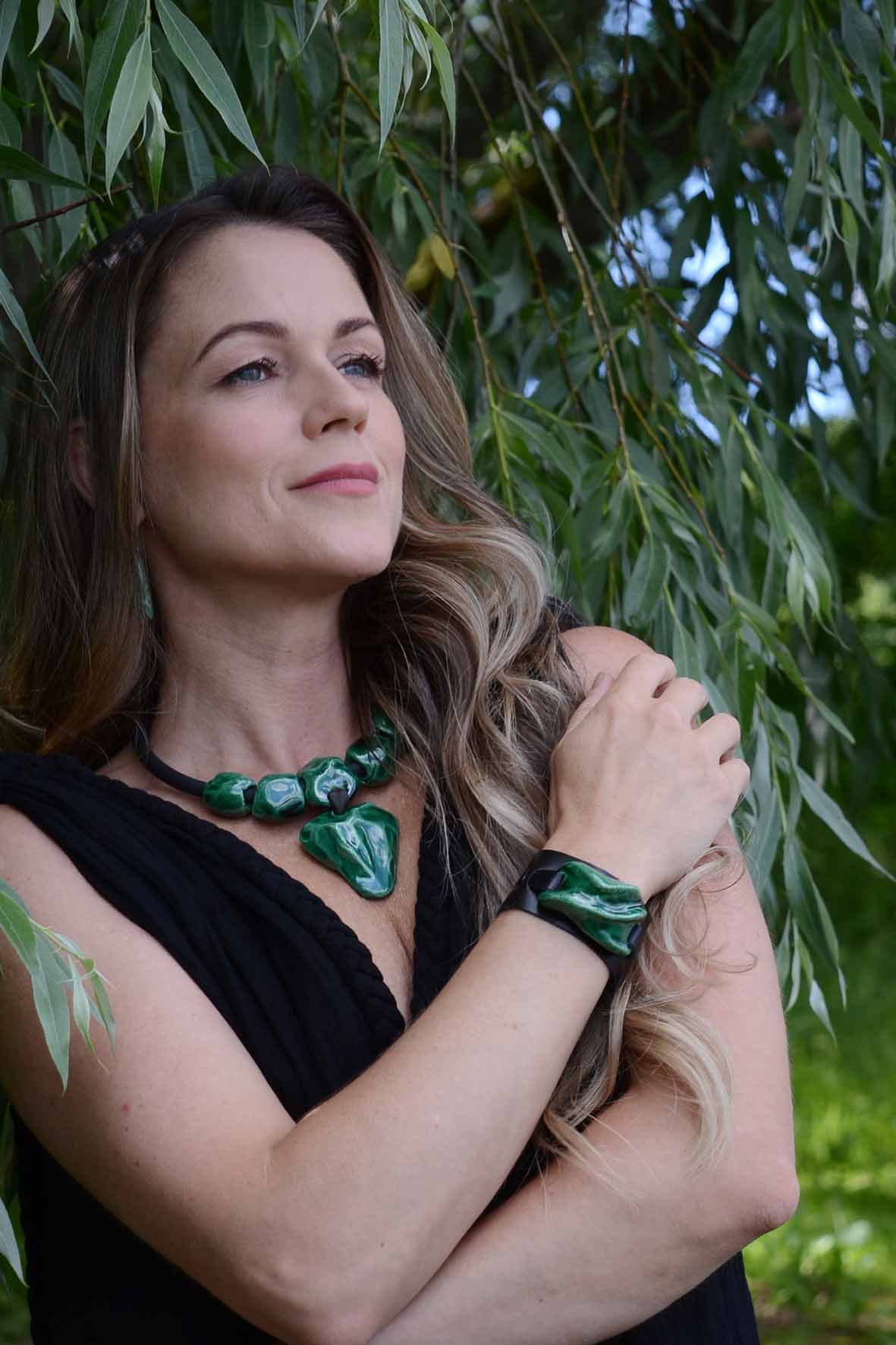 Green Leather Bracelet Women's