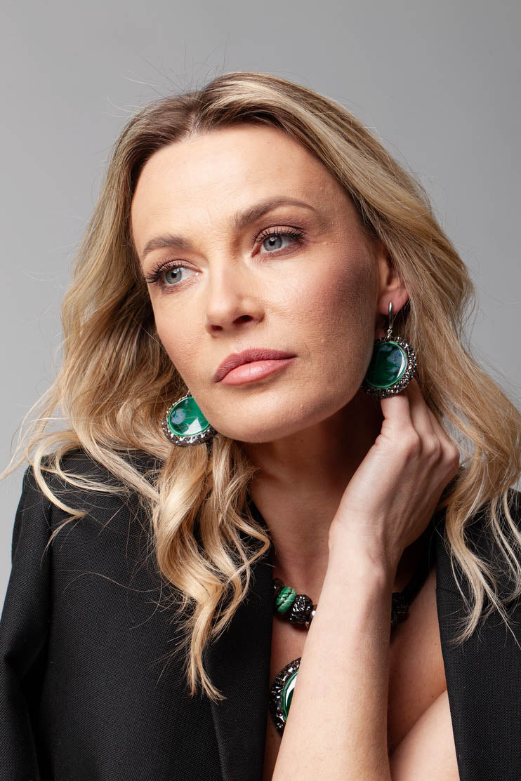 Green Bold Statement Earrings