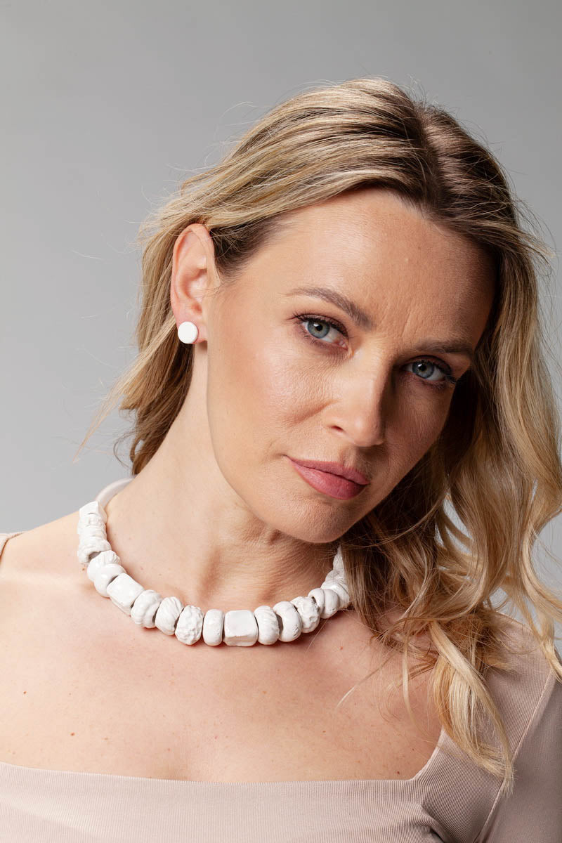 Small White Ceramic Earrings