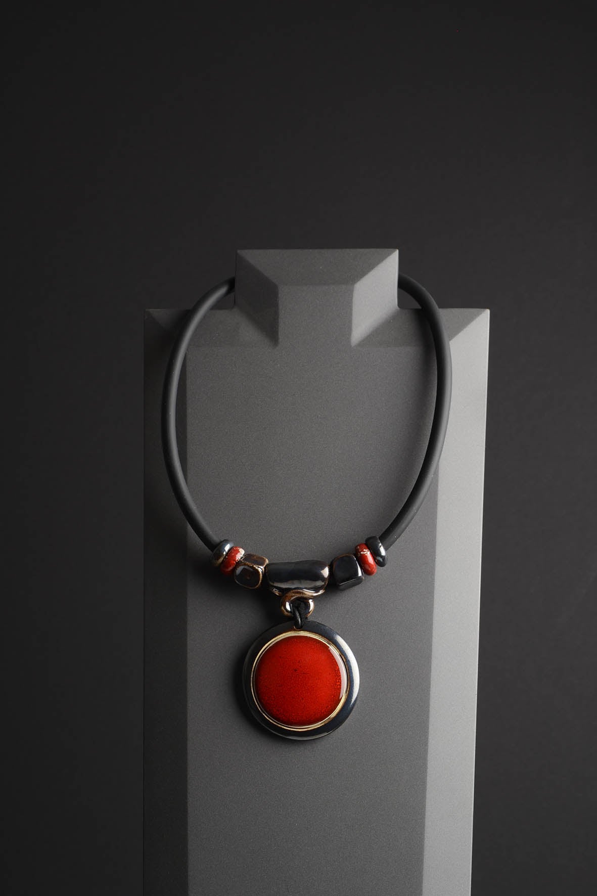 Stunning Red Ceramic Pendant Necklace for Women
