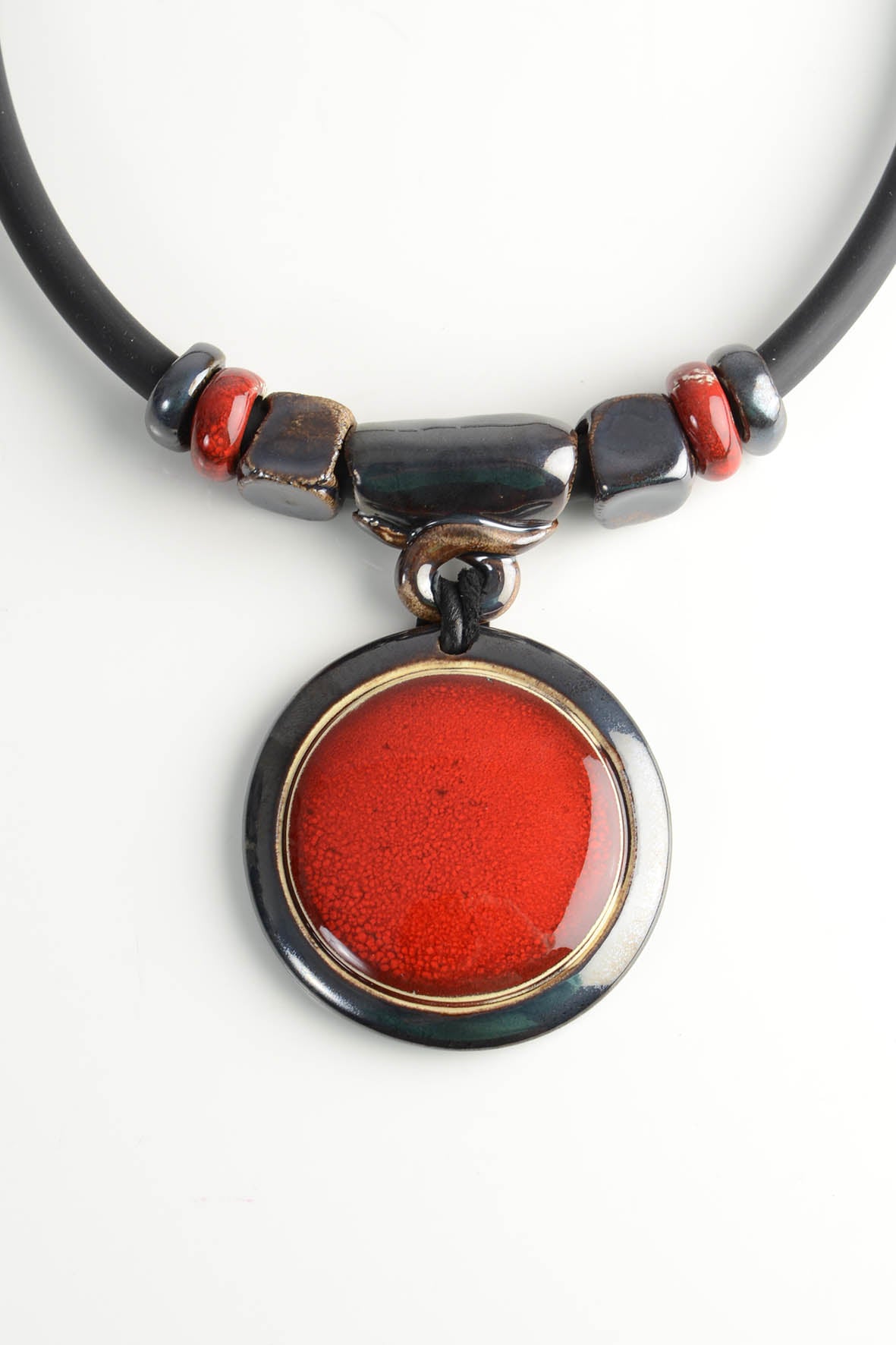 Stunning Red Ceramic Pendant Necklace for Women
