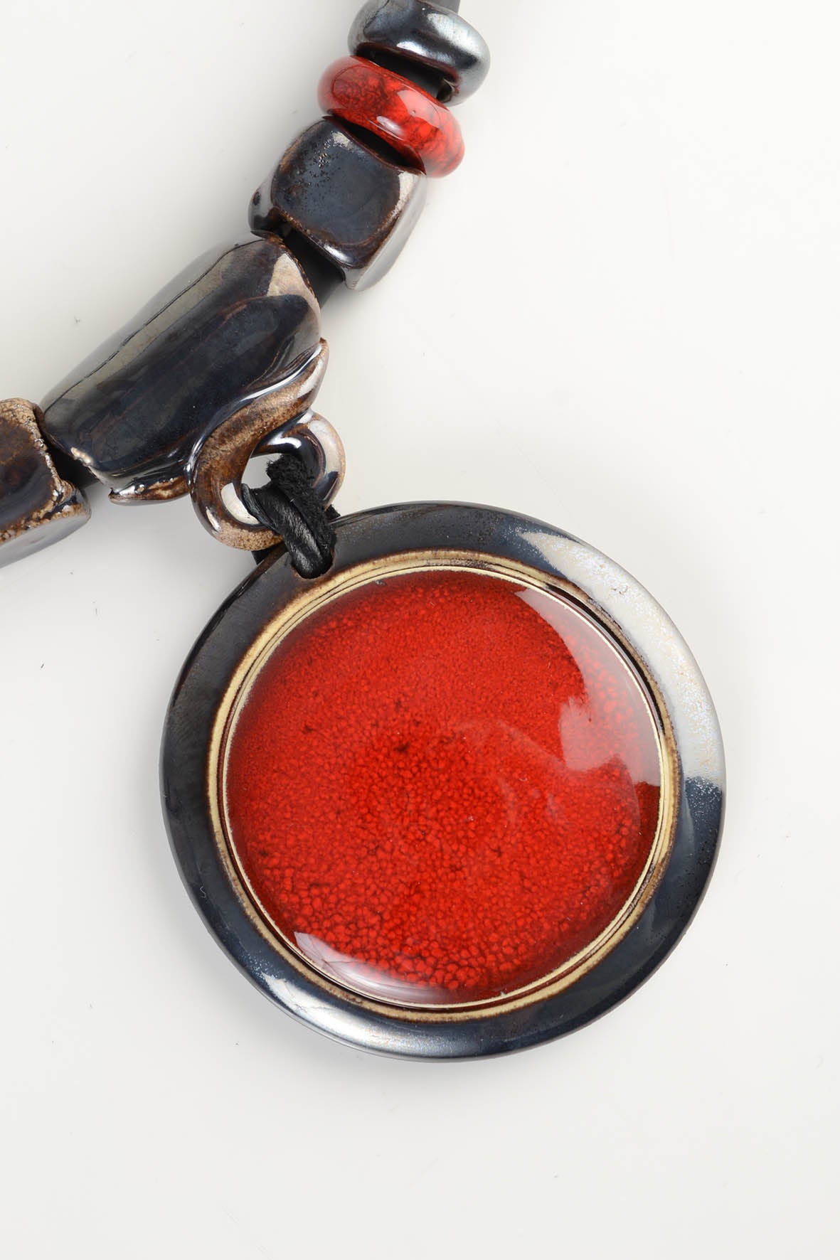 Stunning Red Ceramic Pendant Necklace for Women