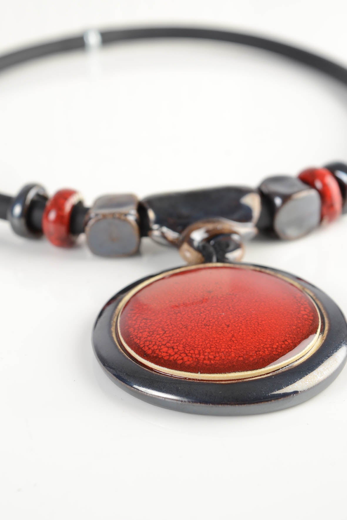 Stunning Red Ceramic Pendant Necklace for Women