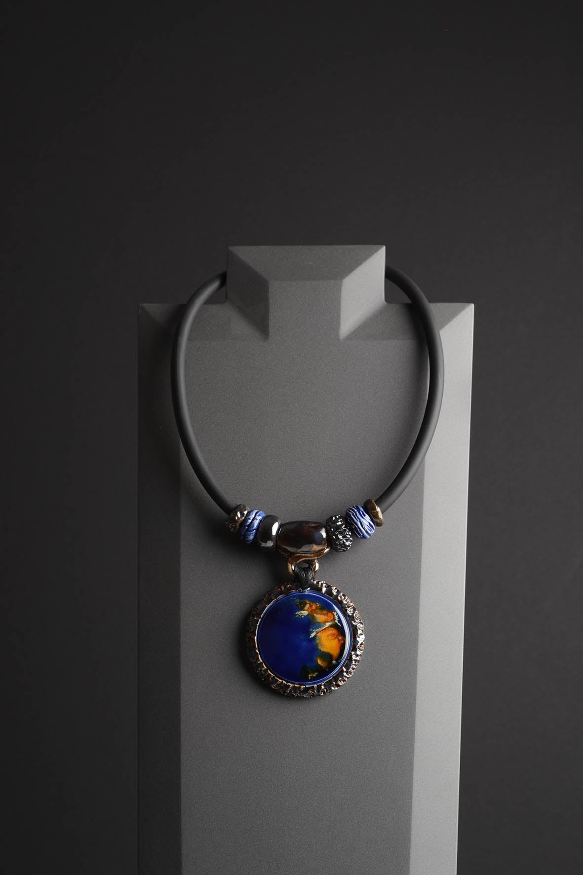 Royal Blue Necklace – Navy Blue Bohemian Pendant for Women