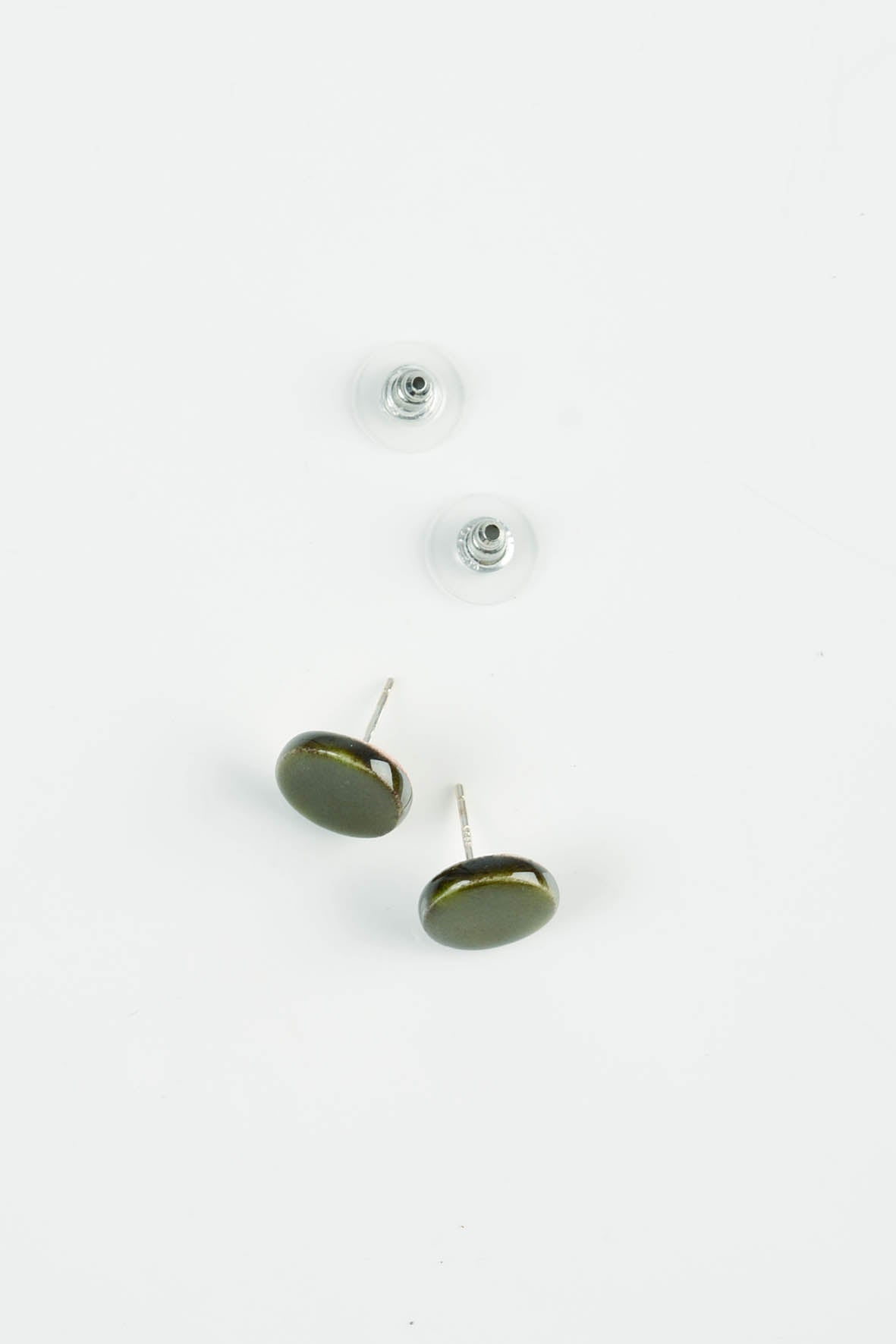 Tiny Dark Green Stud Earrings