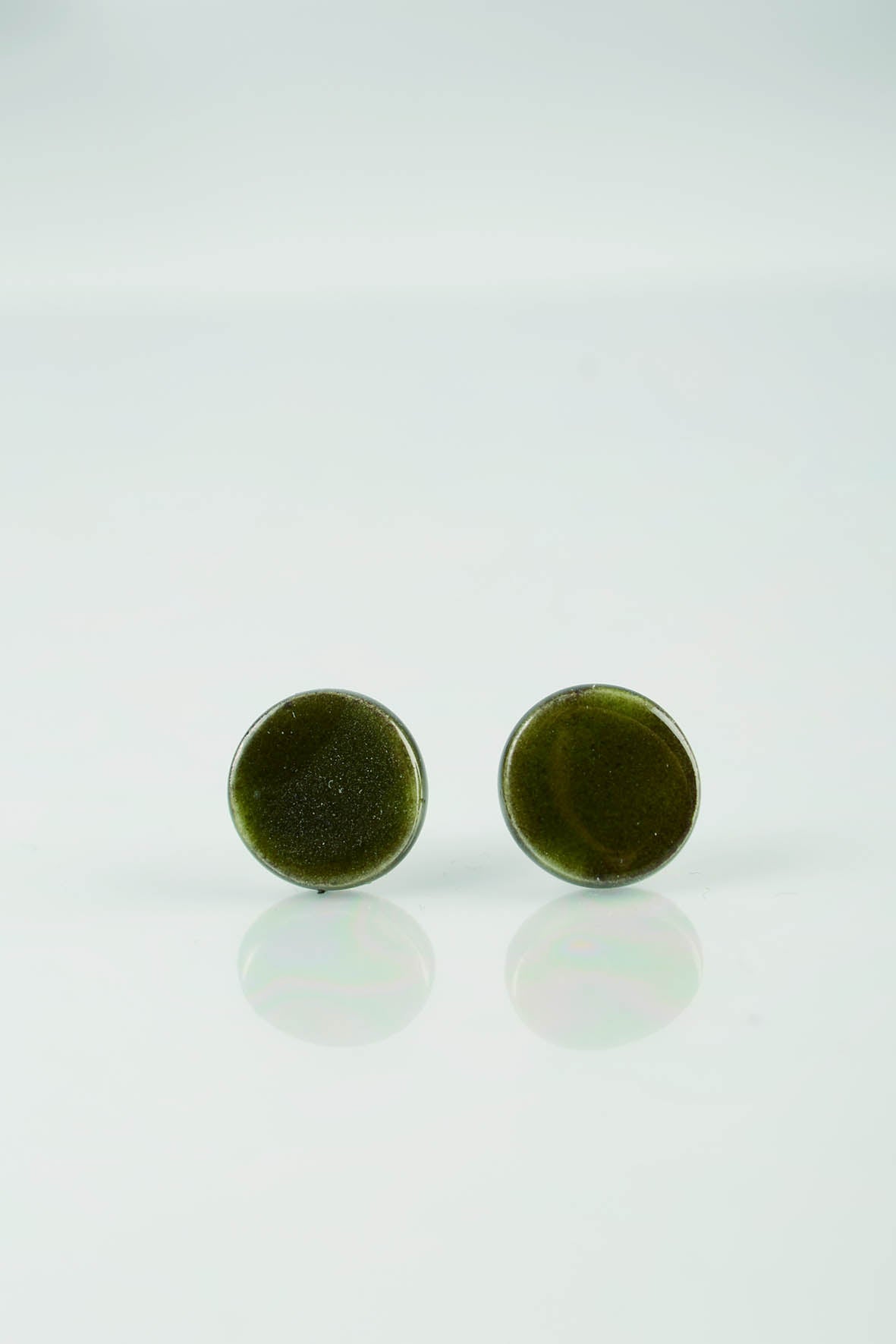Tiny Dark Green Stud Earrings