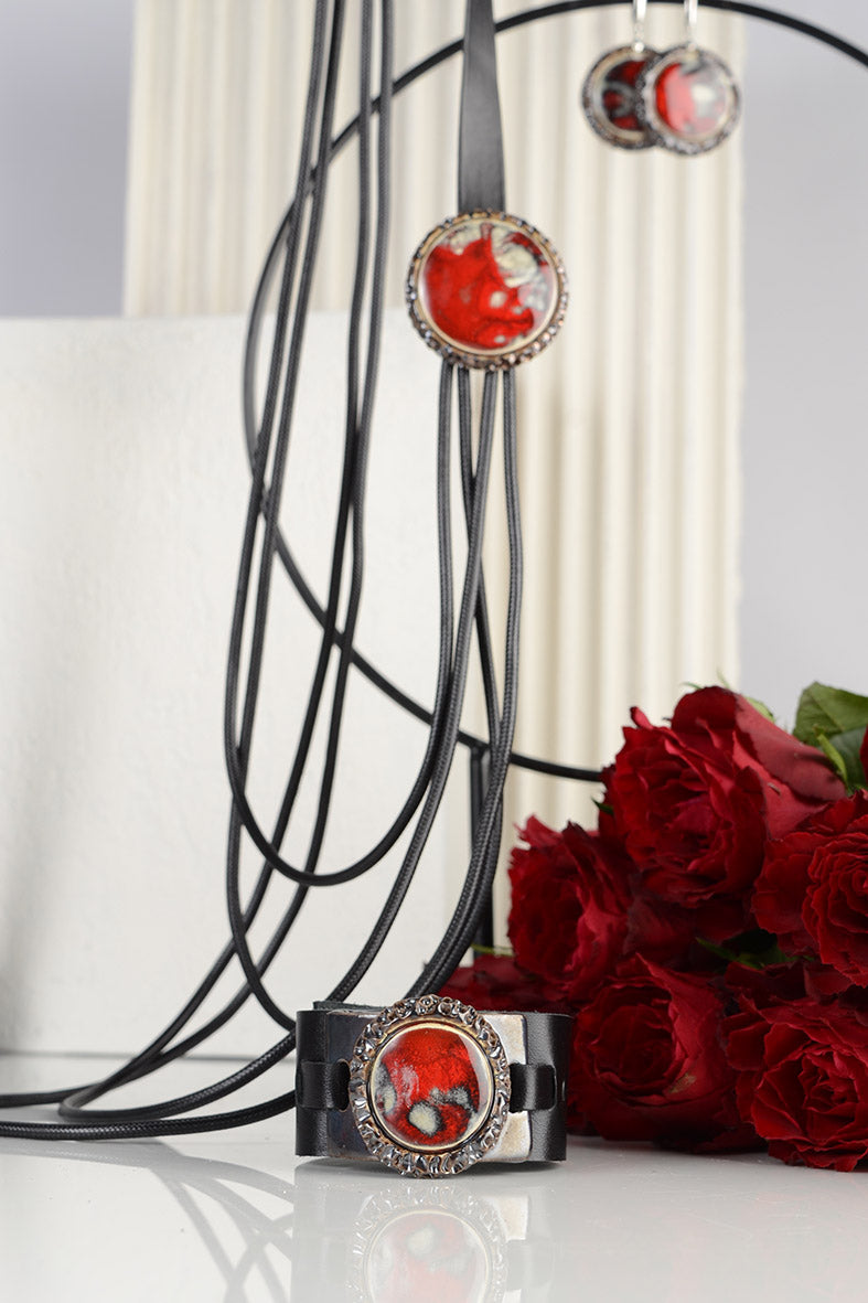 Unique Multifunctional Burgundy Statement Necklace