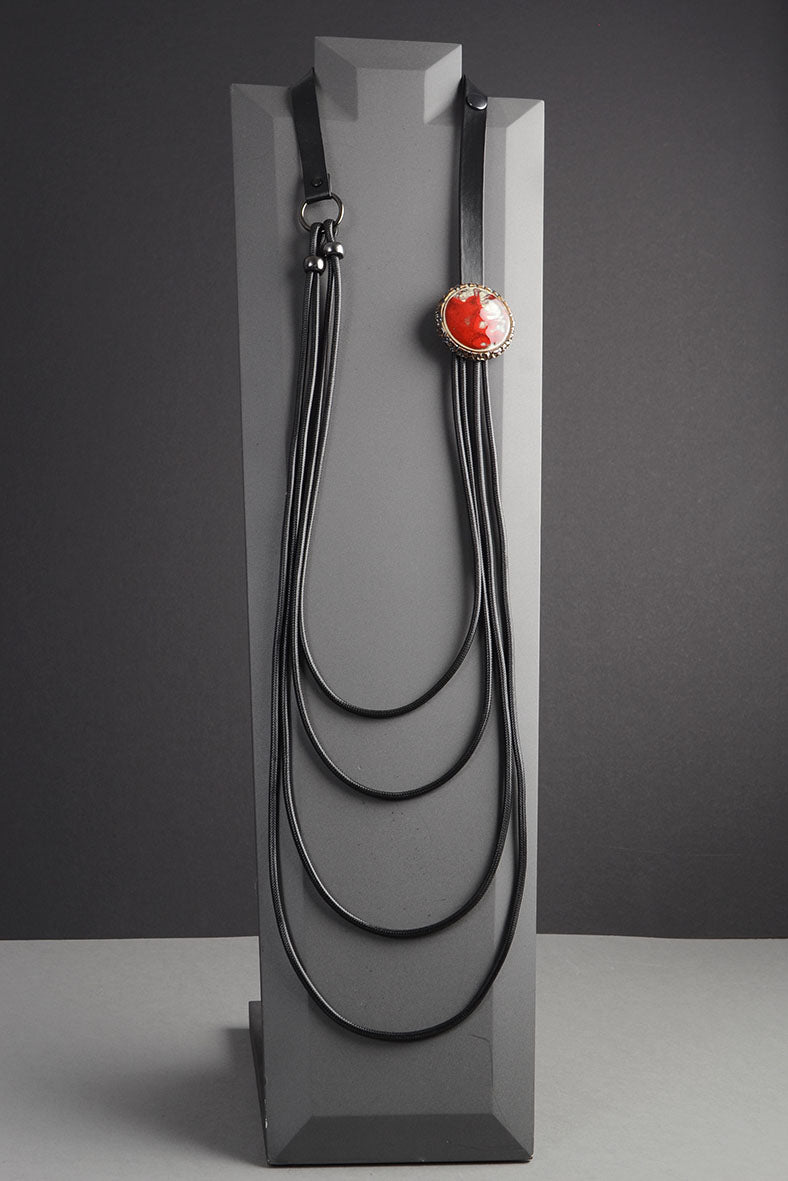 Unique Multifunctional Burgundy Statement Necklace