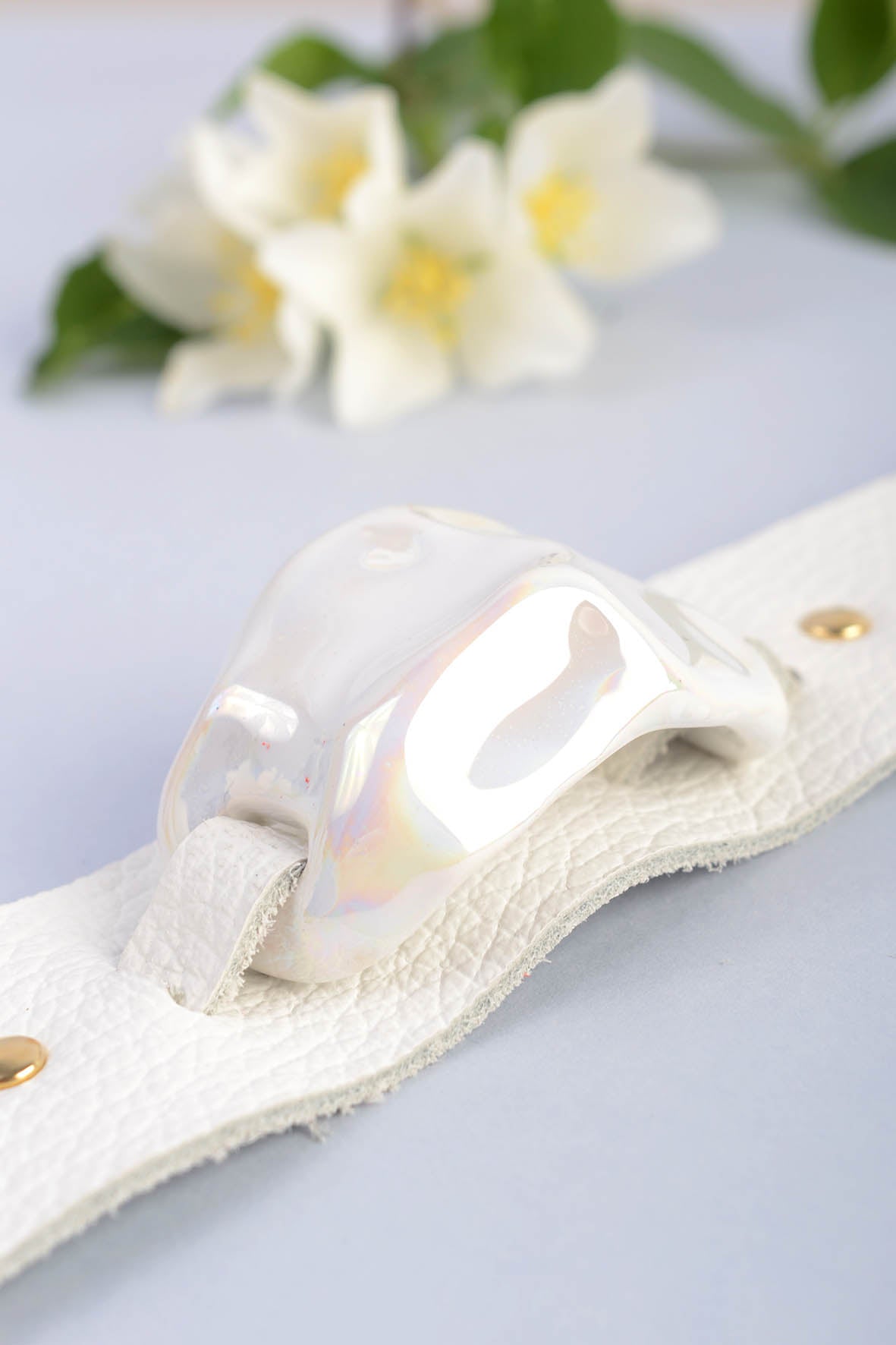 White Abstract Art Bracelet