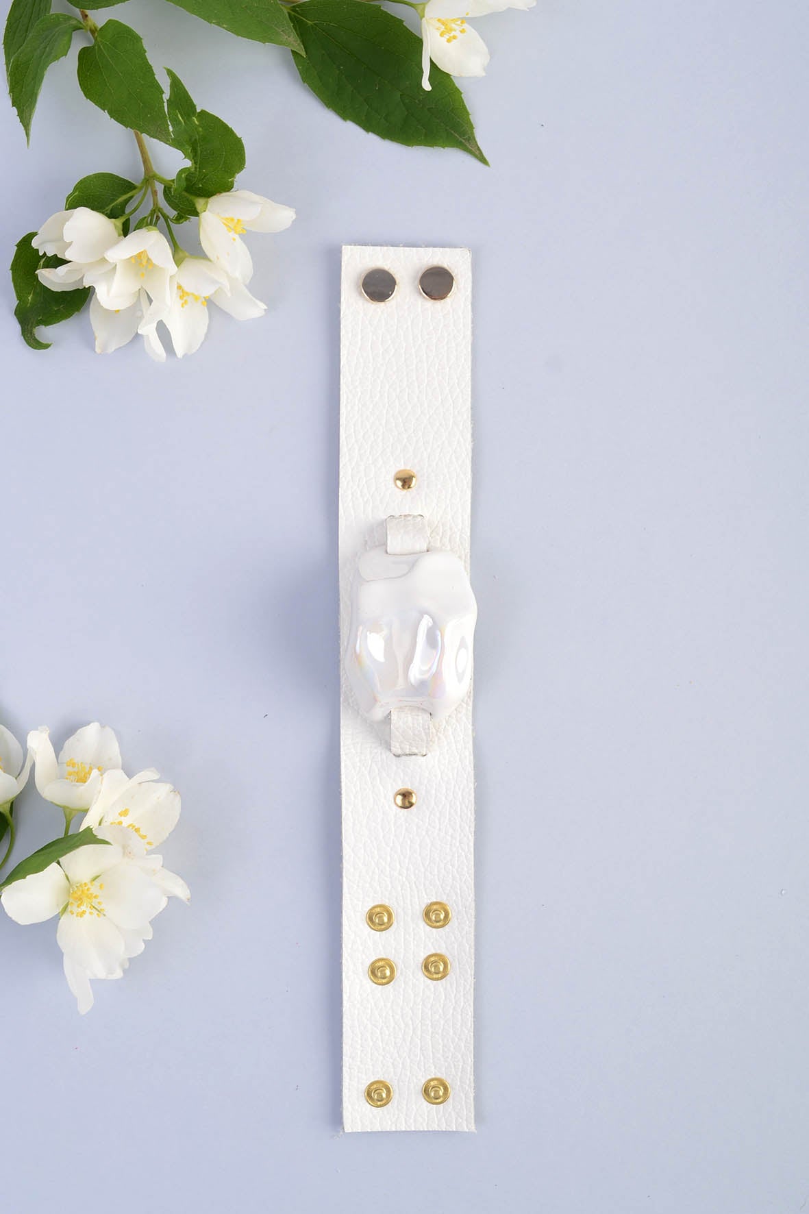 White Abstract Art Bracelet