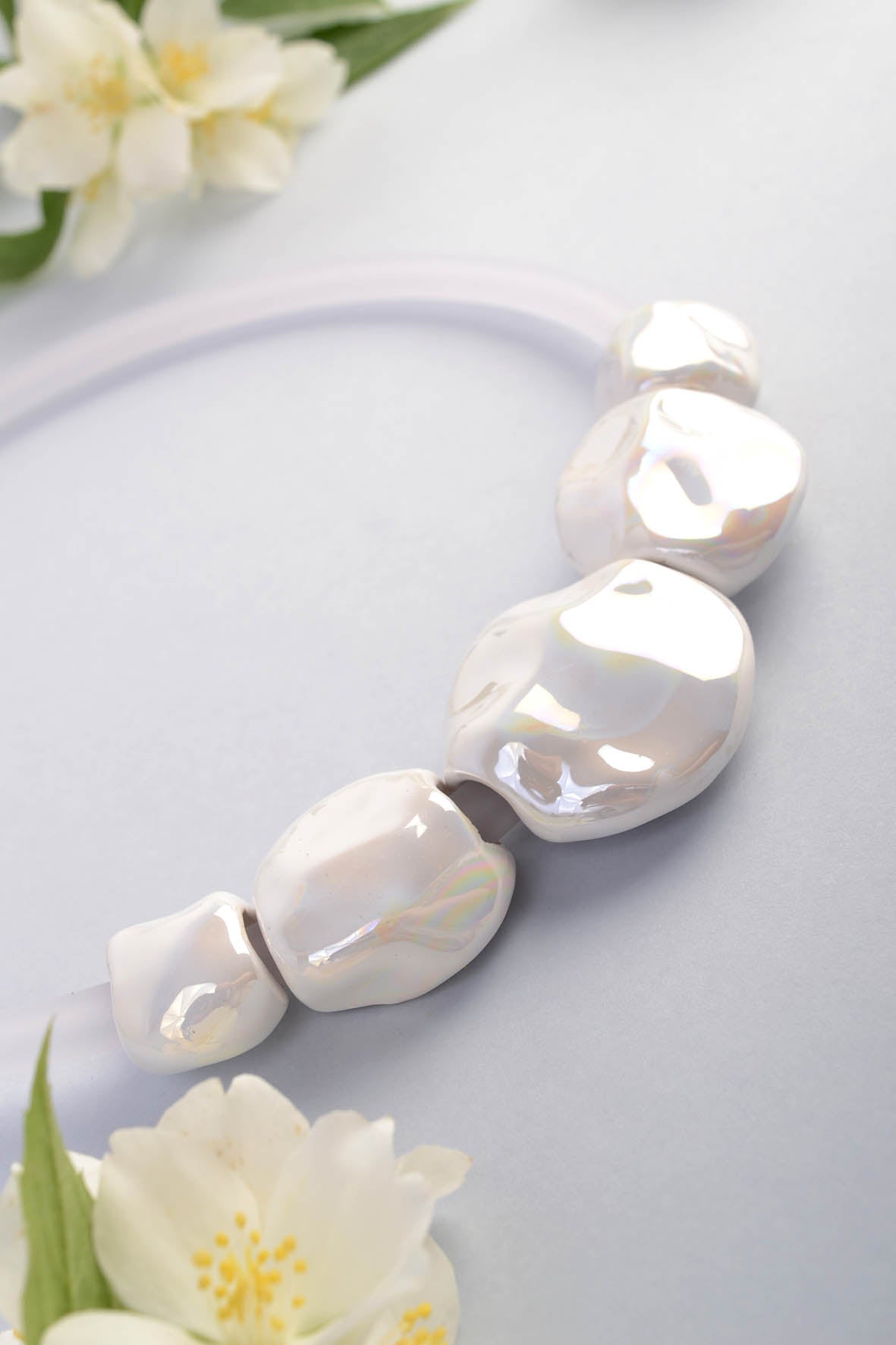White Boho Chic Statement Necklace