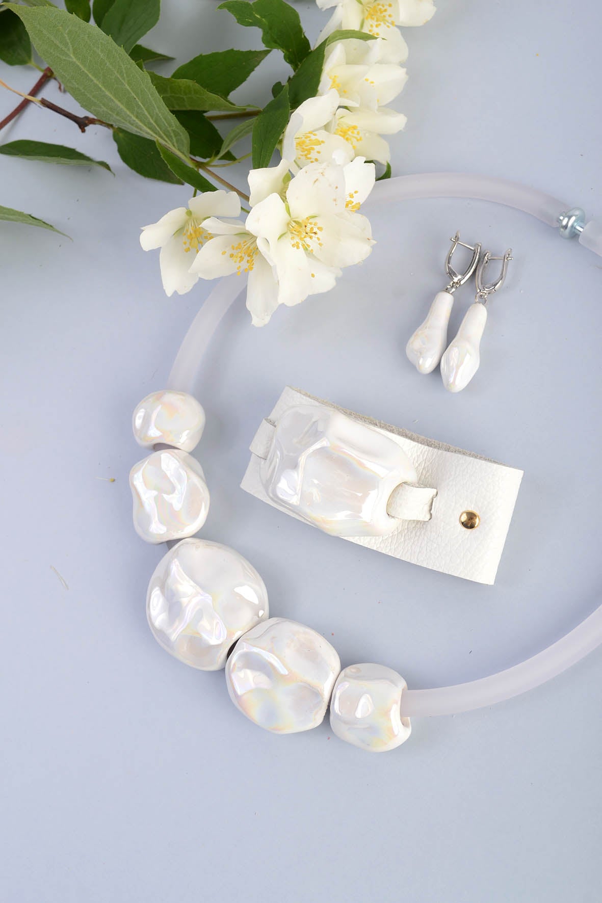 White Boho Chic Statement Necklace