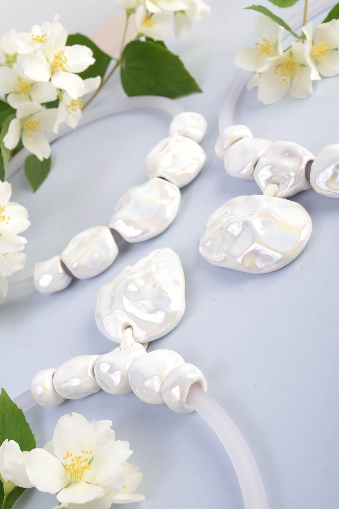 White Boho Chic Statement Necklace