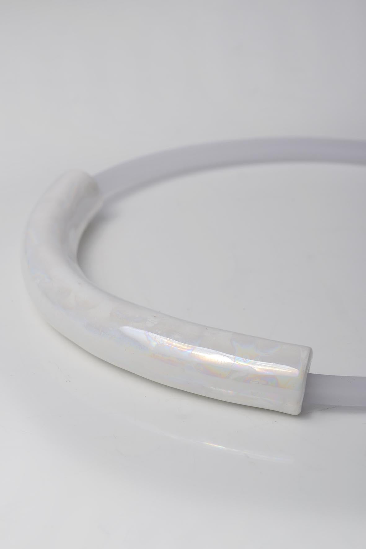 White Ceramic Minimalist Collar Necklace Handmade