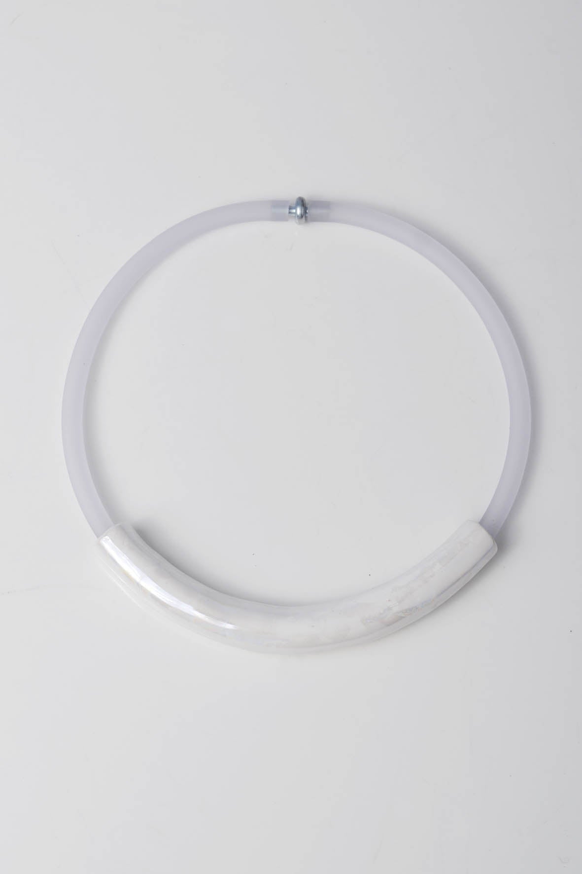 White Ceramic Minimalist Collar Necklace Handmade