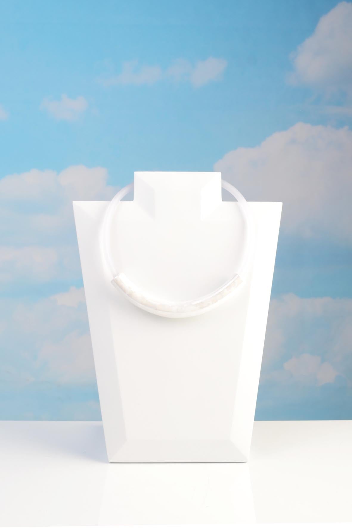 White Ceramic Minimalist Collar Necklace Handmade