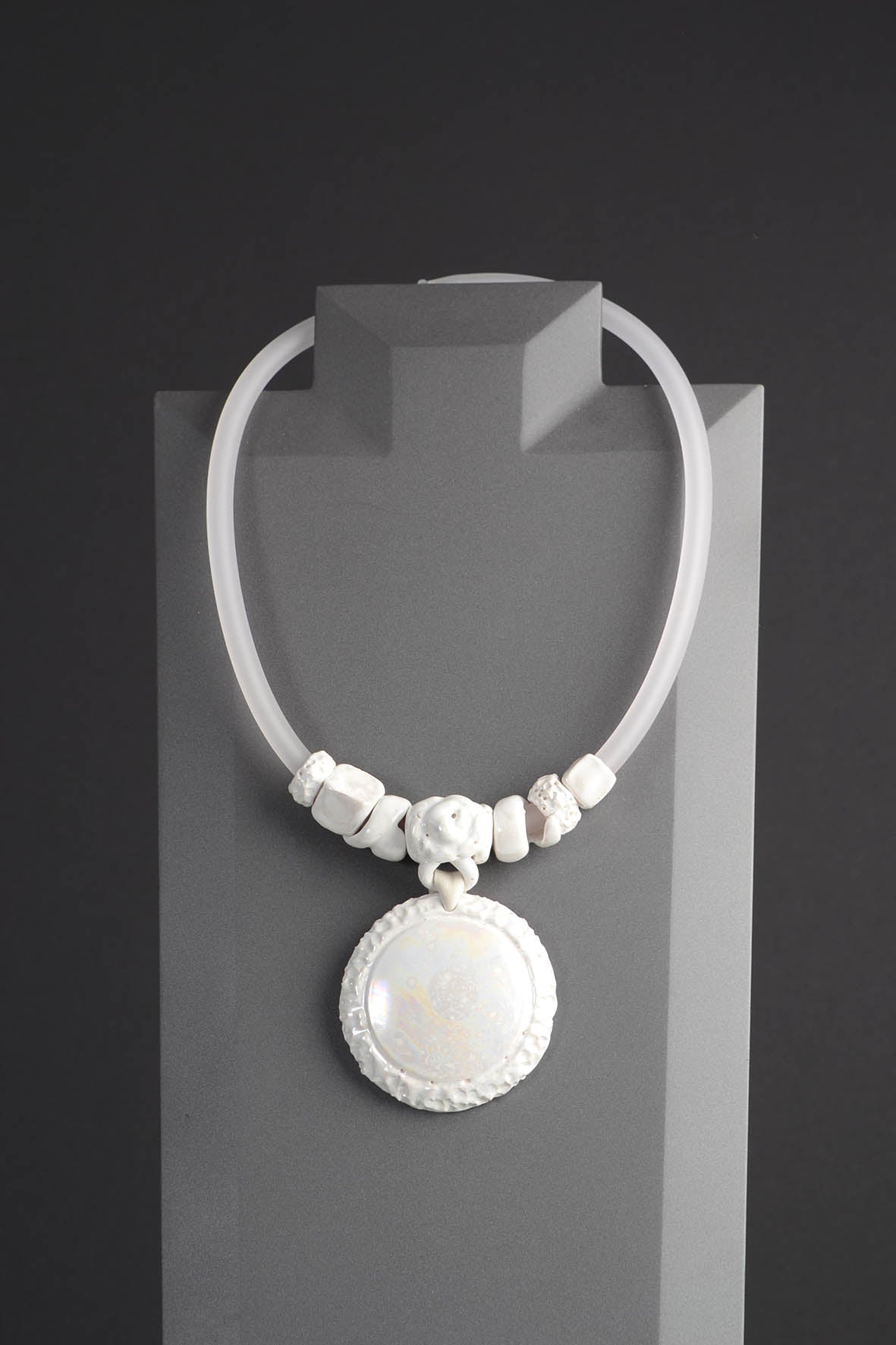 White Ceramic Statement Necklace for Women