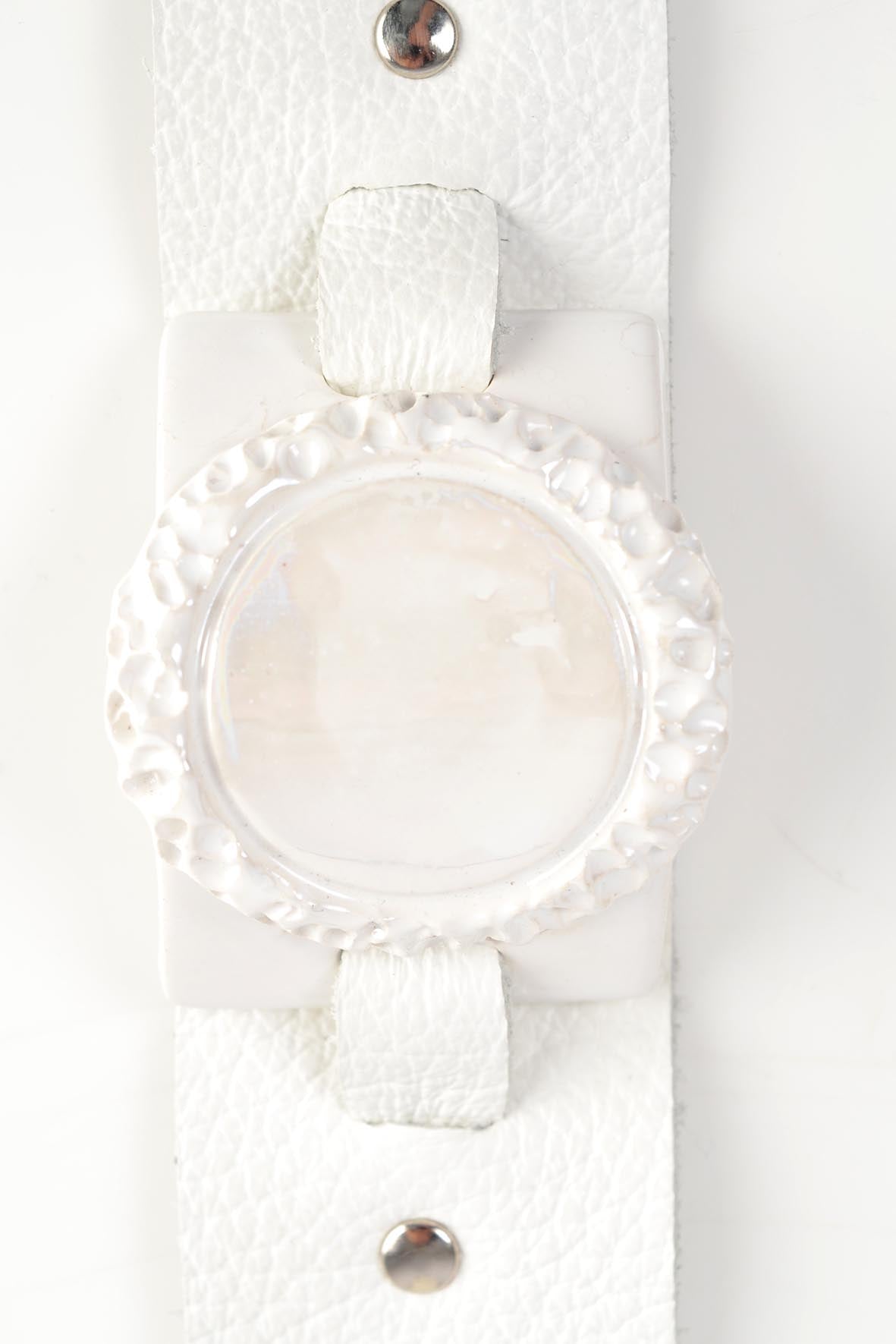 White Genuine Leather Bracelet for Women