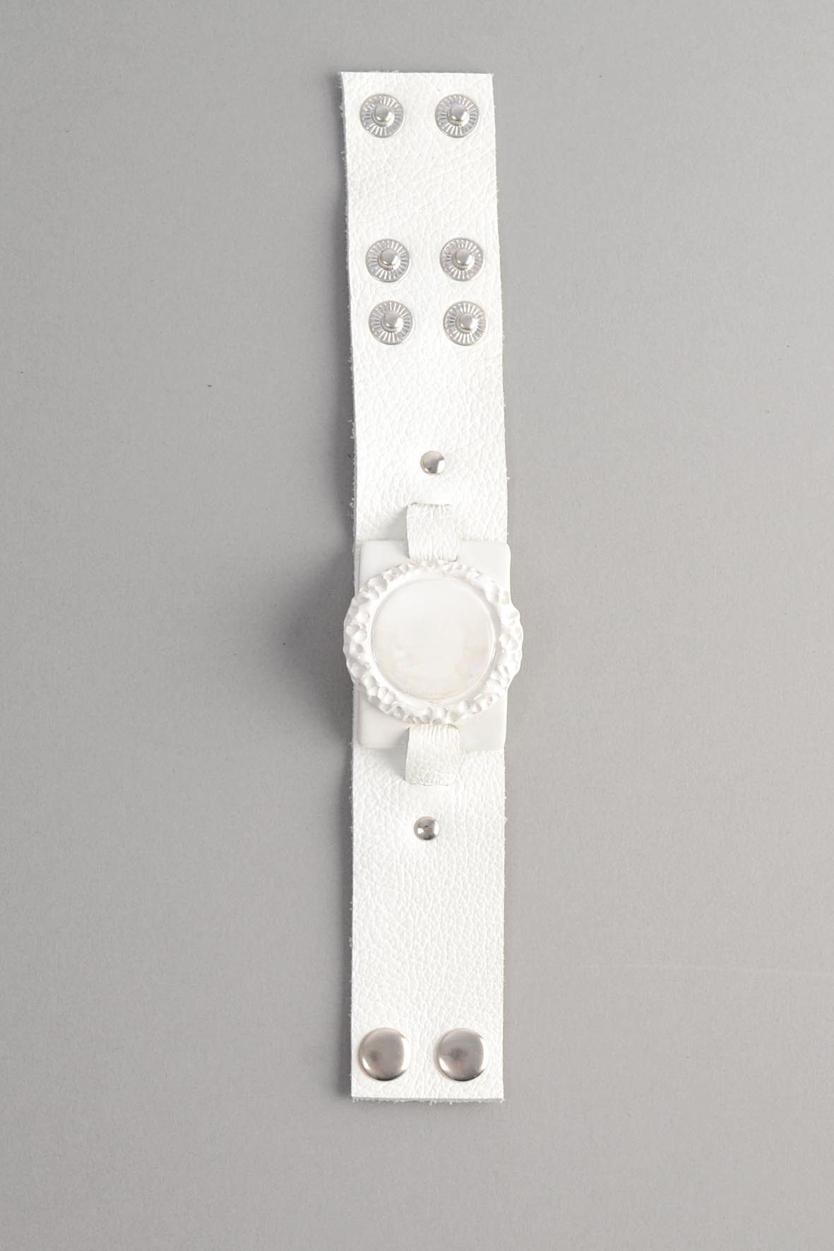 White Genuine Leather Bracelet for Women