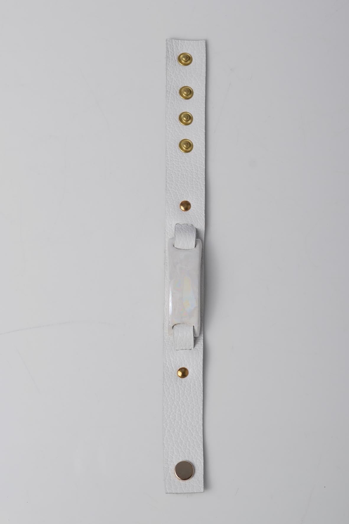 White Thin Genuine Leather Bracelet