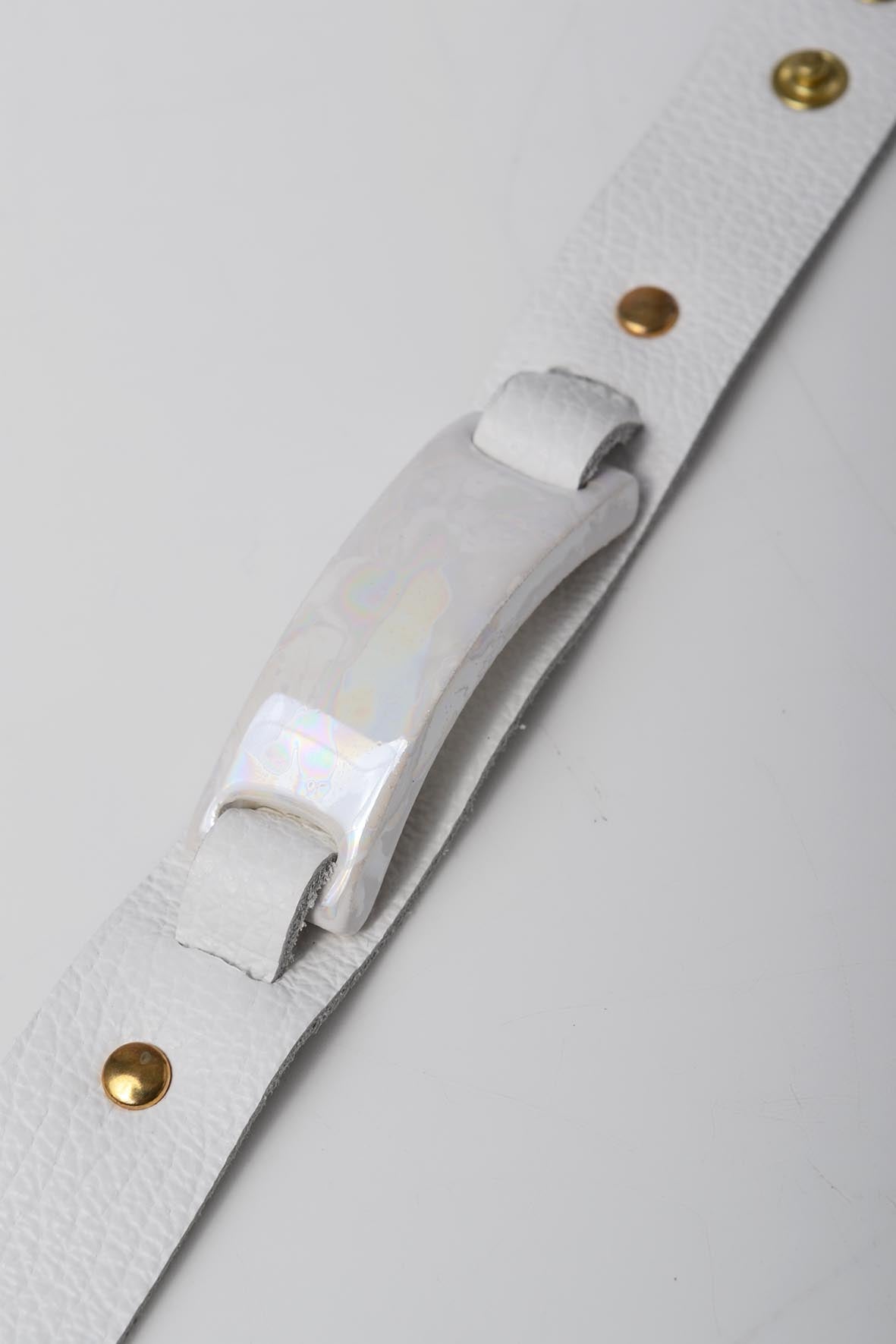 White Thin Genuine Leather Bracelet