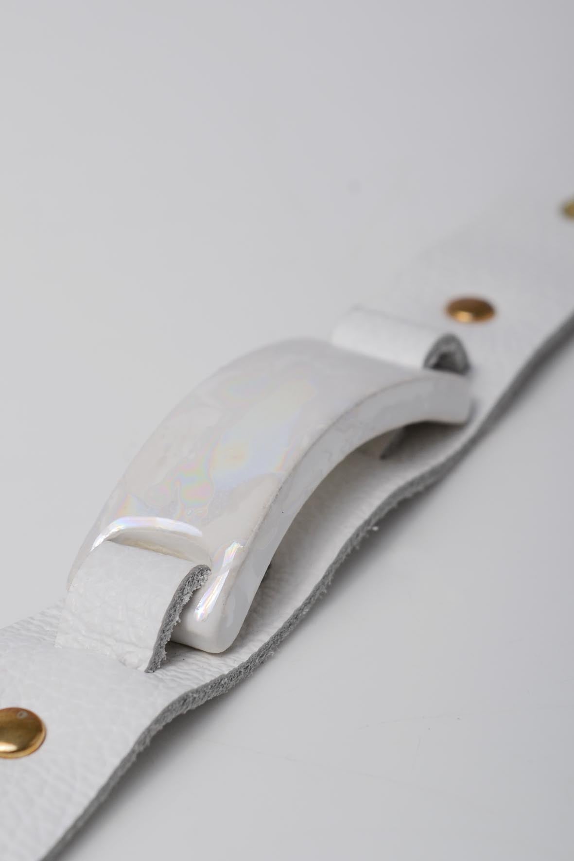 White Thin Genuine Leather Bracelet