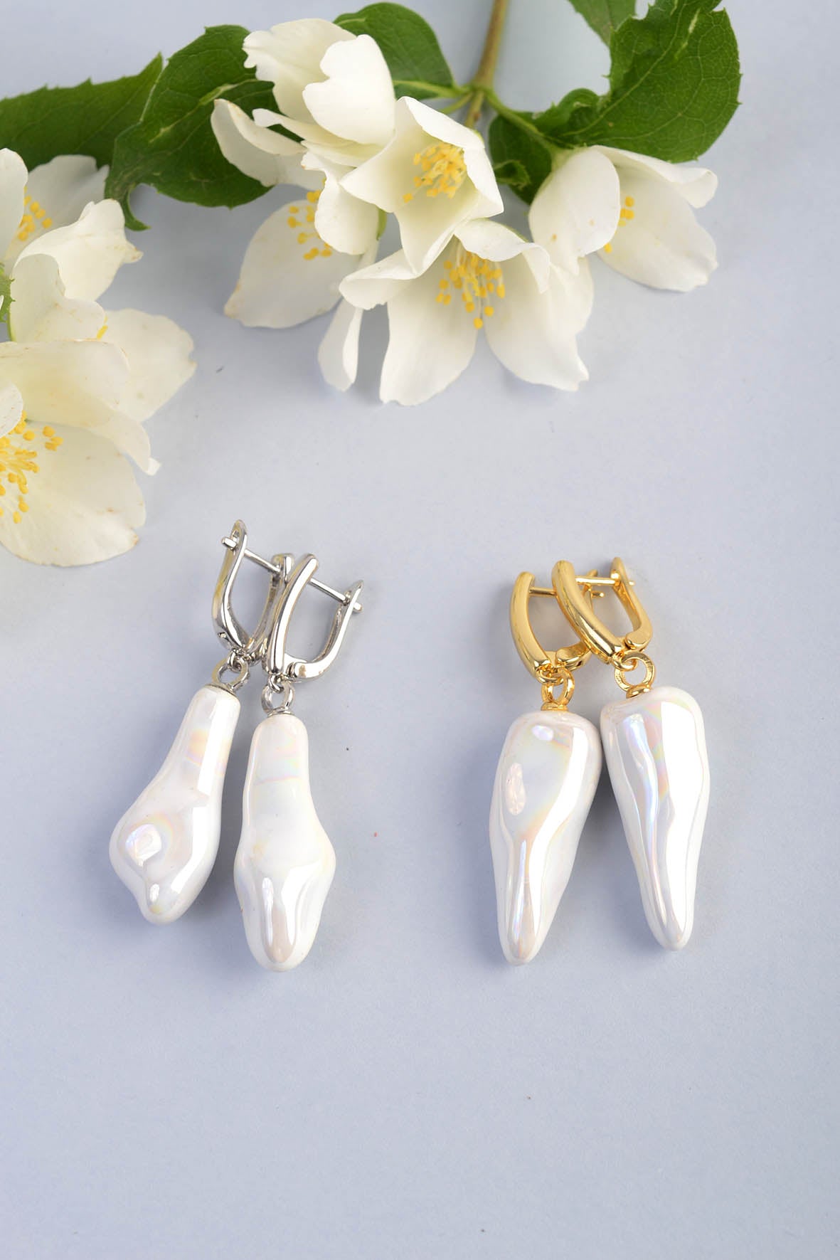 White Women's Asymmetrical Earrings