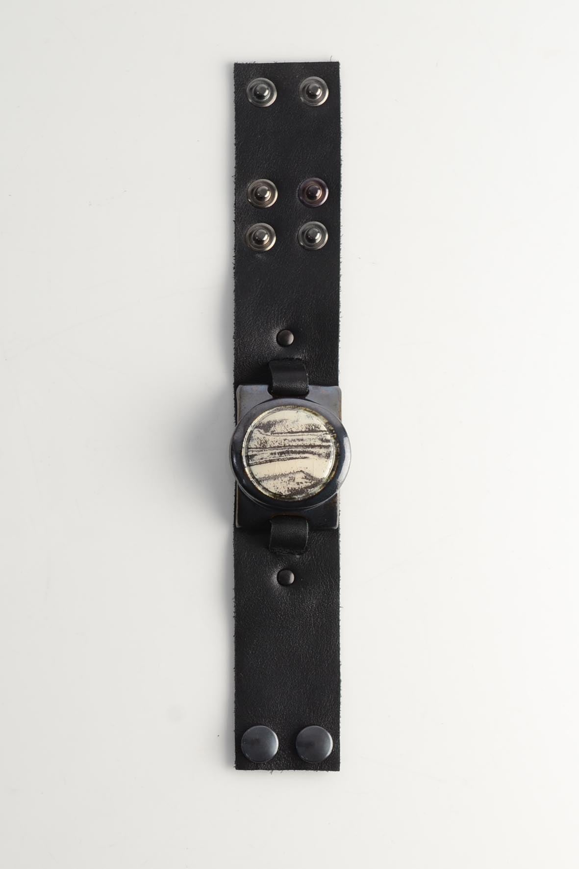 White & Black Bracelet, Genuine Leather