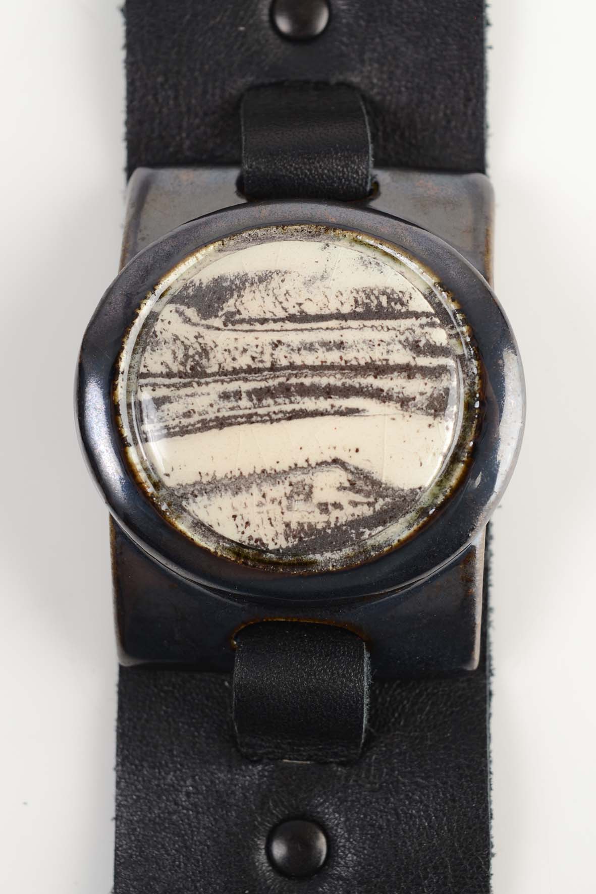 White & Black Bracelet, Genuine Leather