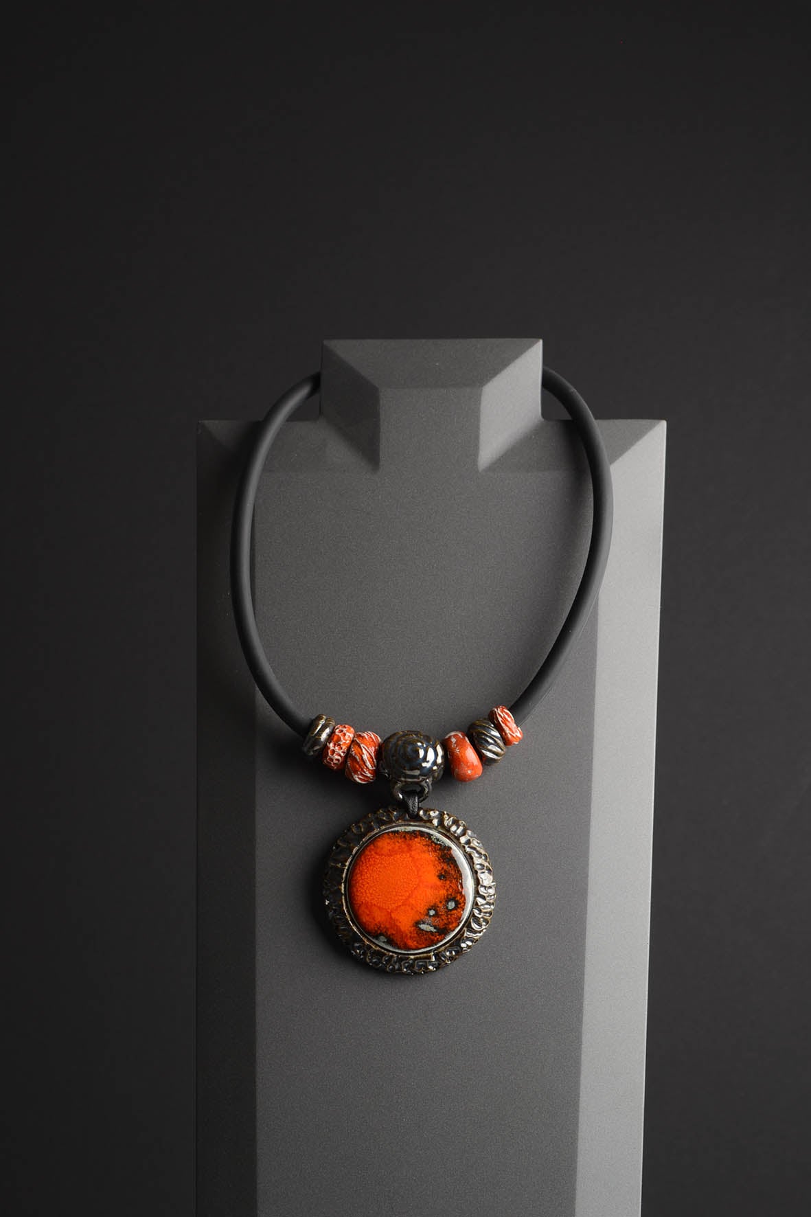 Women Orange Pendant – Edgy Ceramic Necklace