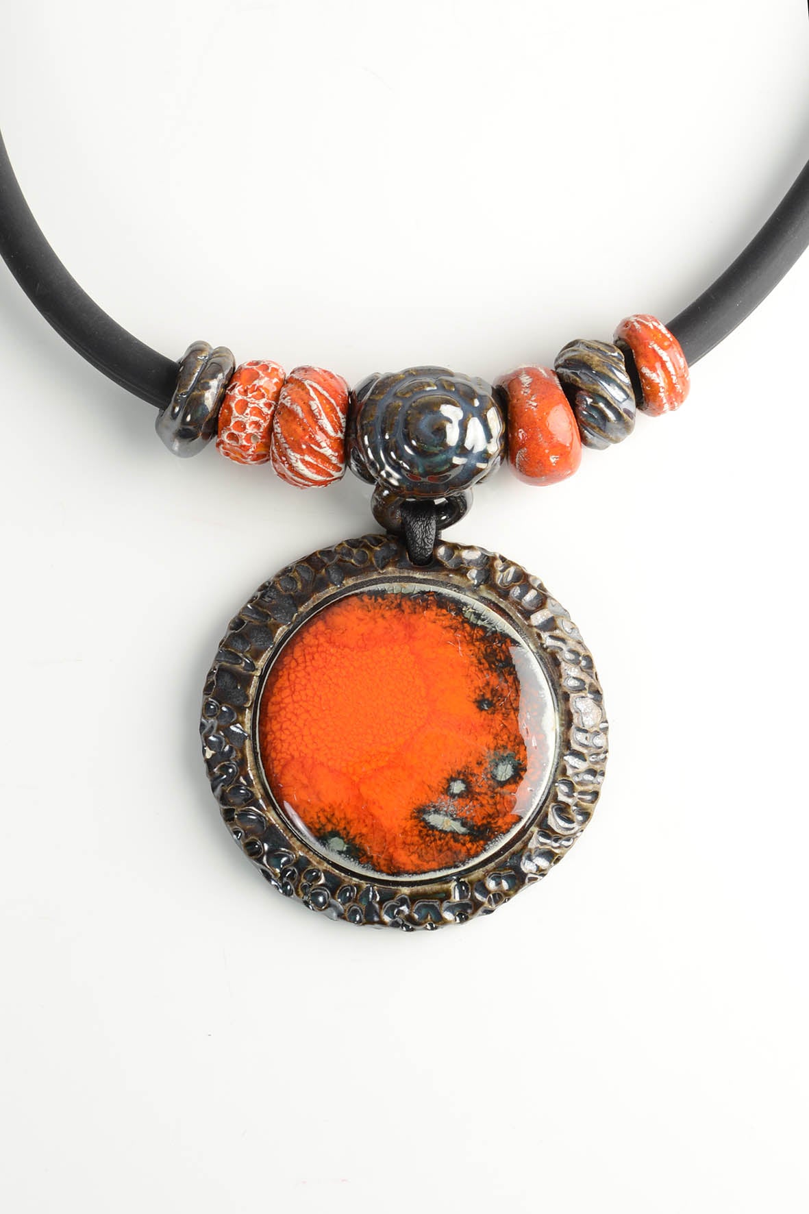 Women Orange Pendant – Edgy Ceramic Necklace