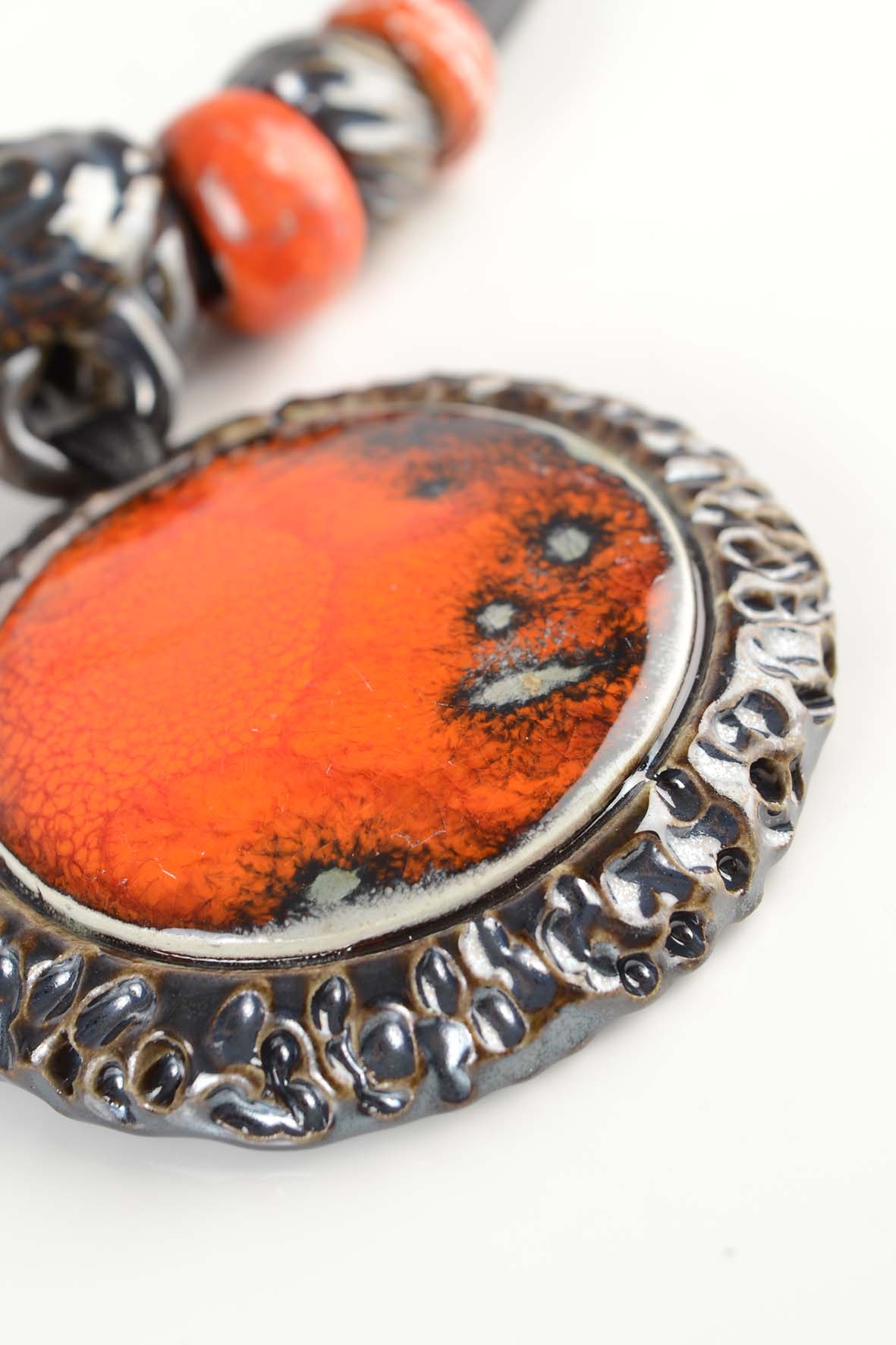 Women Orange Pendant – Edgy Ceramic Necklace