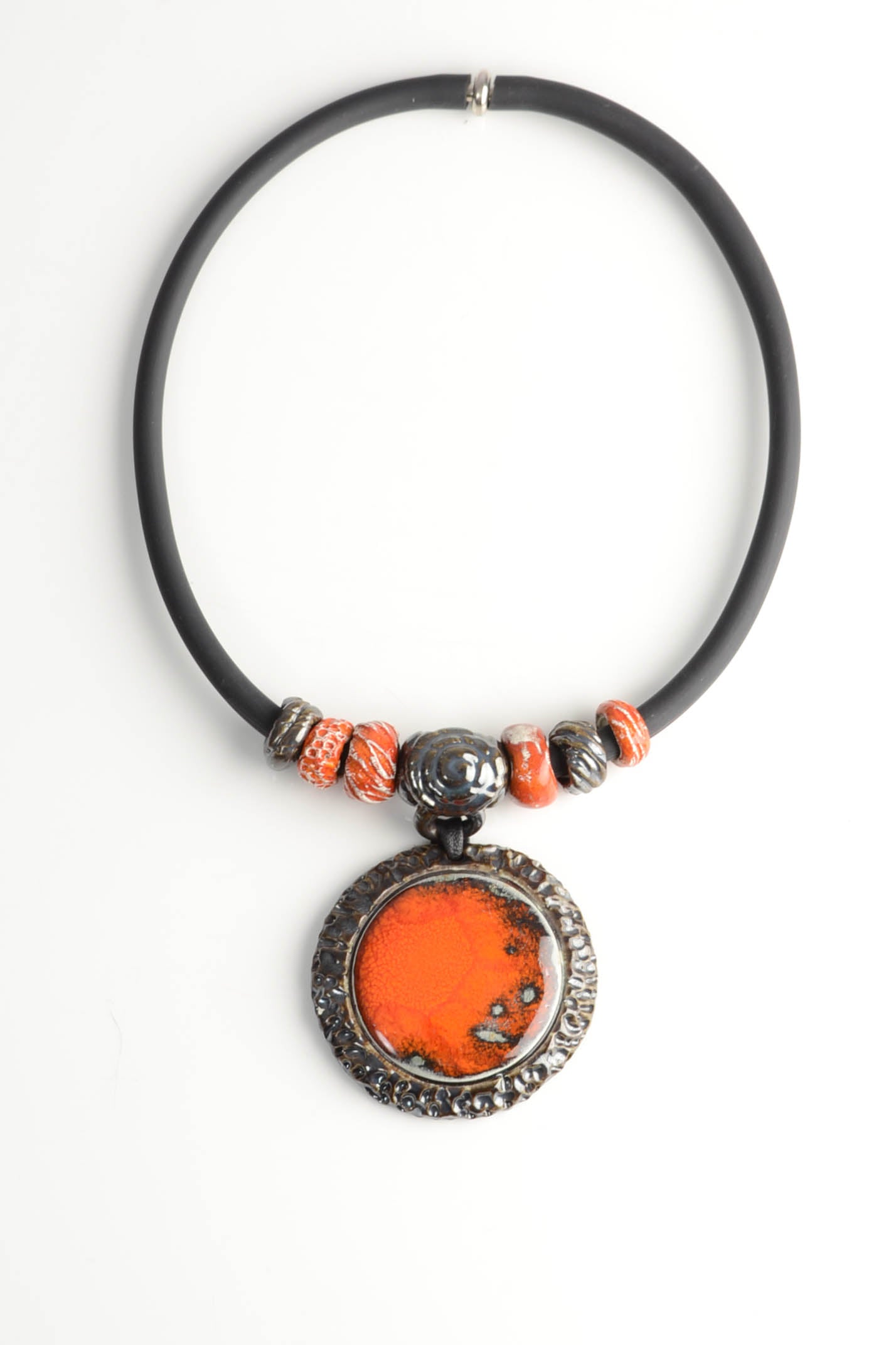 Women Orange Pendant – Edgy Ceramic Necklace
