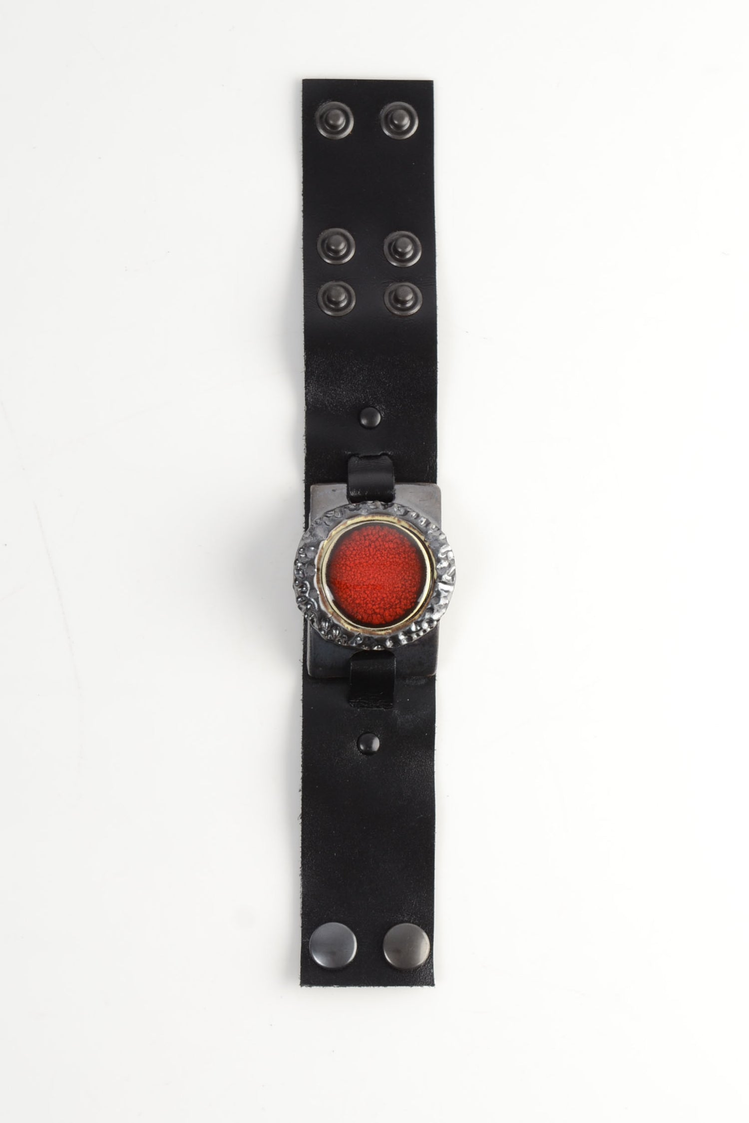 Women's Red Bracelet With Natural Leather