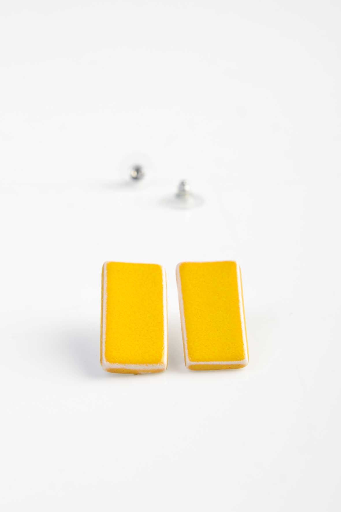 Women's Yellow Rectangle Earrings Stud