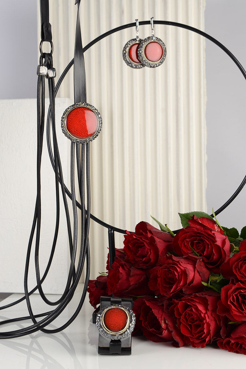 Wrap Around Necklace with Red Accent