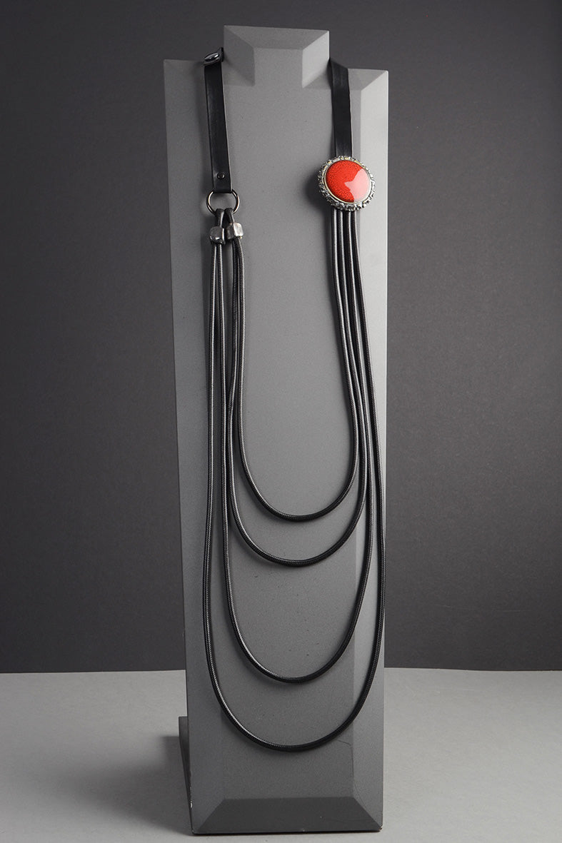 Wrap Around Necklace with Red Accent