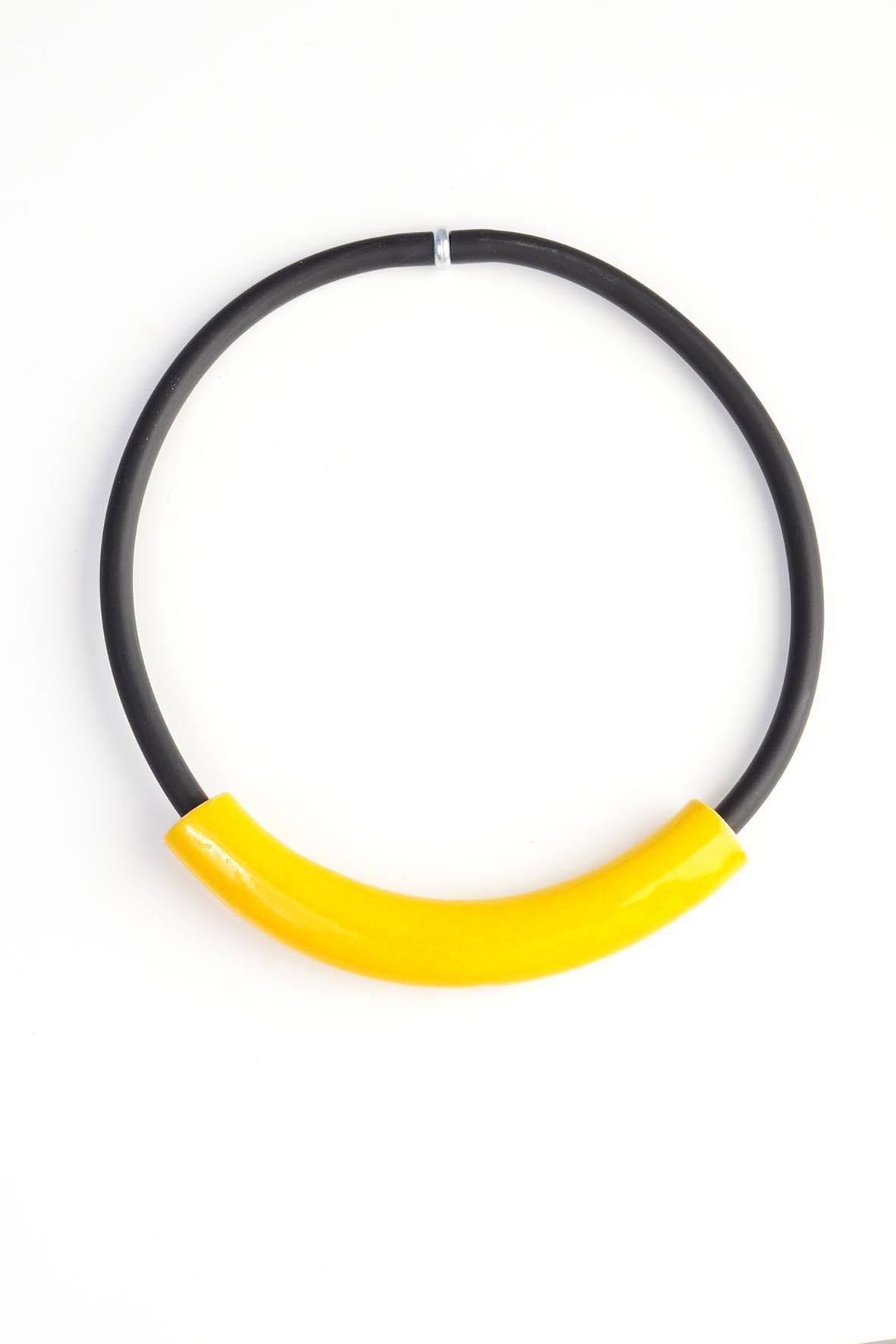 Yellow Ceramic Necklace - Contemporary Ceramic Jewelry