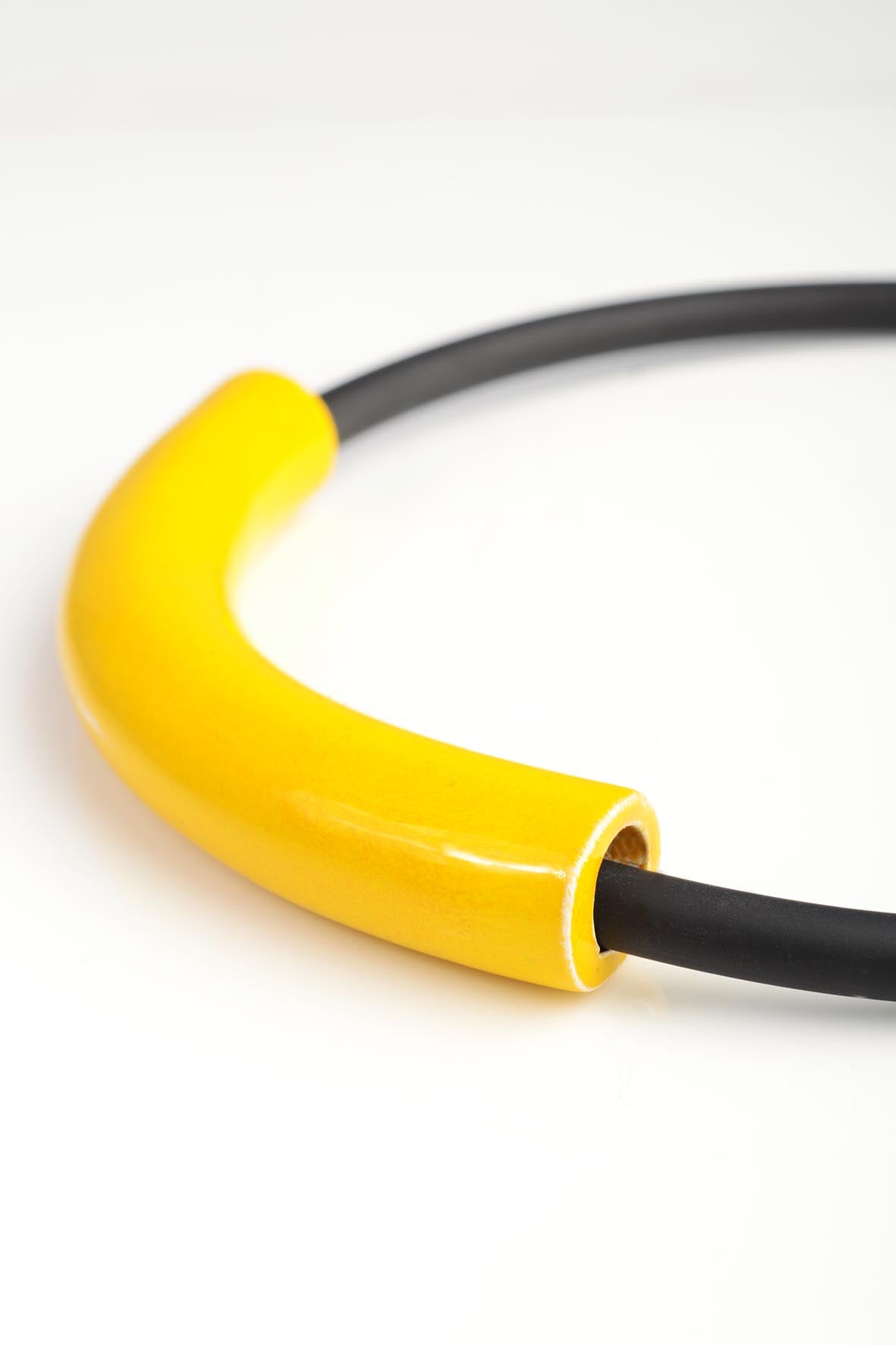 Yellow Ceramic Necklace - Contemporary Ceramic Jewelry