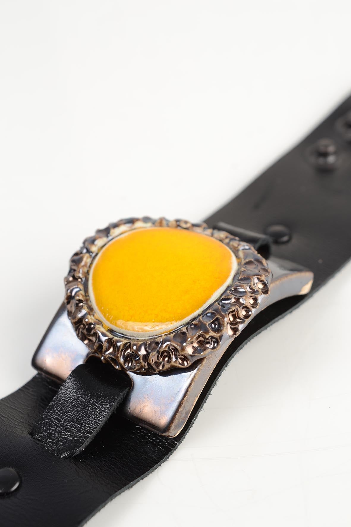 Yellow Leather Bracelet For Women