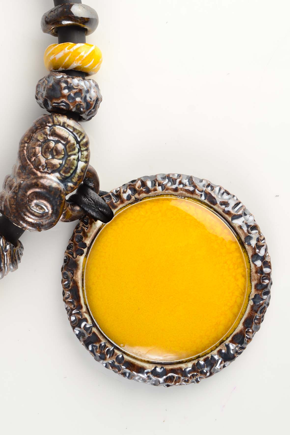 Yellow Pendant Necklace – Bold Boho Ceramic Necklace for Women