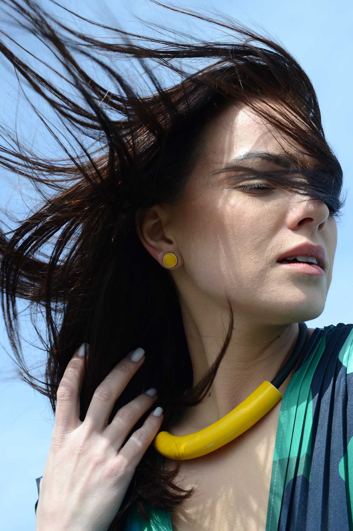 Yellow Ceramic Stud Earrings