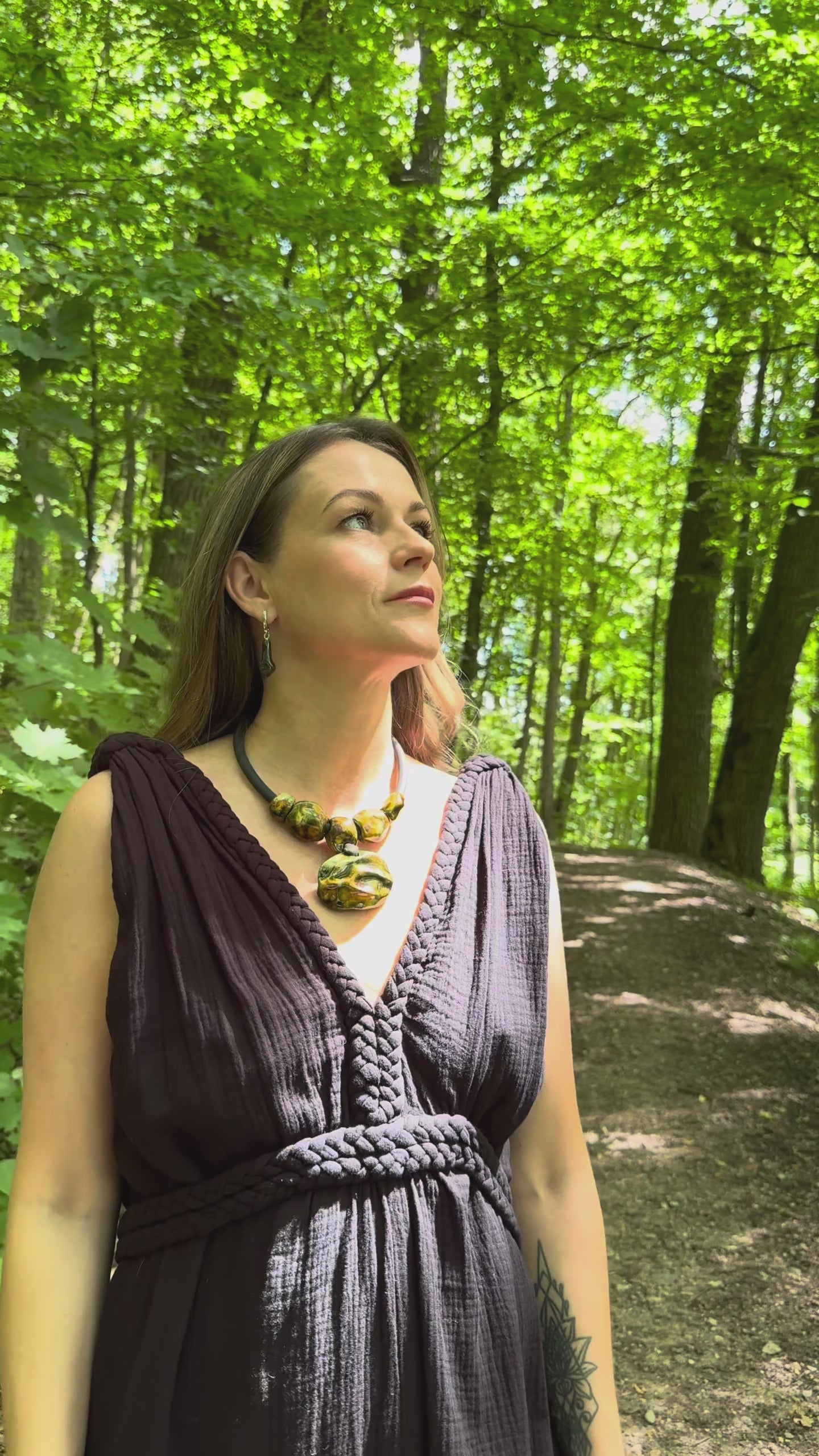 Green Ceramic Pendant Necklace
